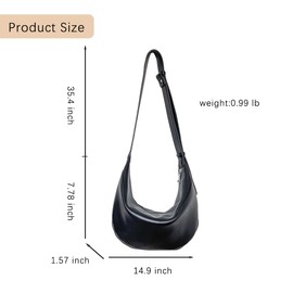 LOXOMU Vintage Crossbody Bag for Women, Soft PU Leather Shoulder Bag Waterproof Hobo Crescent Bag for Travel & Daily Use (Black)