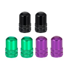 PLATTBK Bicycle Valve Caps 6 Pack Presta/Schrader Valve Caps Aluminum Alloy French/American Wheel Dust Covers Multi-Color Valve Adapter Cap