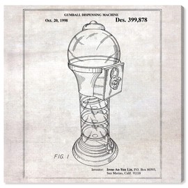 Wynwood Studio Food and Cuisine Wall Art Canvas Prints 'Gumball Dispensing Machine 1998' Sweet Home Décor, 30" x 30", White, Black