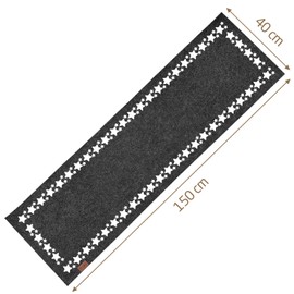 Miqio Design Felt Table Runner Stars | Winter Table Runner | 100 x 30 cm Washable | Felt Runner 0ekotex Felt Fabric with Genuine Leather Label | Tablecloth Christmas Dark Grey Anthracite