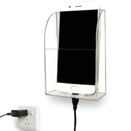 Yoillione Wall Mounted TV Remote Control Holder Support Phone Charging,TV Remote Organiser Remote Control Phone Holder,TV Remote Control Storage Box for Air Conditioner,TV(2 Compartments)