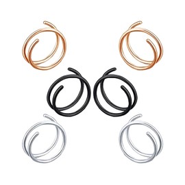 Decentraland Stainless Steel Spiral Nose Ring, Double Hoop Nose Ring, Single Pierced Nose Piercing for Women, Hypoallergenic, Stainless Steel