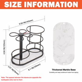 HarJue Toothbrush Holder Stand for Bathroom, Metal Toothbrush Organizer with Marble Base, Toothbrush Storage Collection for Family, Suitable for Home Hotel Countertop Vanity (Medium, Matte Black)