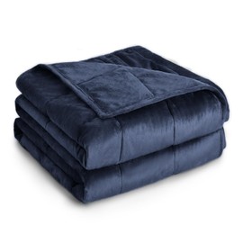 Topblan Weighted Blanket Twin Size 12lbs, Adult Weighted Blankets with Soft Warm Fabric for Sleeping and Calming, Adult Heavy Blanket for Sofa Bed, Navy Blue, 48 x 72 inches
