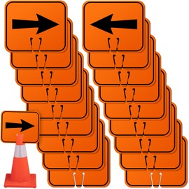 Geetery Traffic Arrow Orange Detour Signs Road Cone Top Directional Left Right Arrows Sign for Road Barricade Outdoor Construction(18 Pcs)