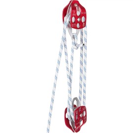1/2\" X 100Ft Twin Sheave Block Tackle 30-35KN 6600-7705LBS Double Pulley Rigging with Braid Rope Climbing Equipment AccessoryItem Size: 1/2in x 100ft