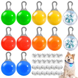 Pack of 12 Dog Light Pendants, Flashing Light Dog, Dog Safety Flashing Light, Clip-On LED Light Pendant, Pet Light Collar with 3 Flashing Modes, Light Pendant for School Bags and Children, LED,