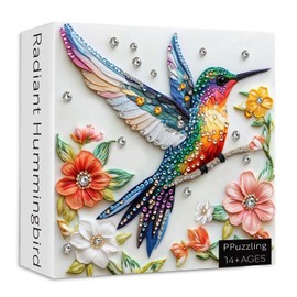 Hummingbird Puzzles for Adults 1000 Pieces, Spring Bird Flower Impossible Jewel Art Puzzle, Hard Challenging Colorful Bird Floral Jigsaw Puzzle as Home Wall Art Decor