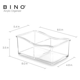 BINO 'The Uniform' 2 Compartment Makeup and Jewelry Organizer, Clear and Transparent Cosmetic Beauty Vanity Holder Storage