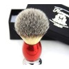 Synthetic Hair Shaving Brush Red & Silver with Classic Box