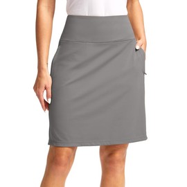 20" Golf Skorts Skirts for Women with 7 Pockets Knee Length Skort Athletic Modest Long Tennis Skirts for Women(Light Grey,3XL)