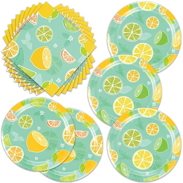 40Pcs Lemon Paper Plates Summer Birthday Party Decorations Set for
