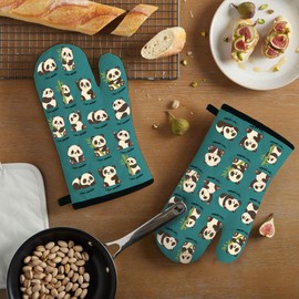 Panda Oven Mitt for Womens,Kitchen Gloves for Chef Baking Cooking Grilling BBQ