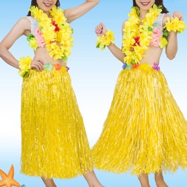 ZCMG Hawaiian Leis Headband Wristbands Hawaii Tropical Luau Flower Women Necklace Headpiece Hair Bands Hairband Bracelets Beach Summer Pool Wedding Cosplay Birthday Dress Up Party Supplies Yellow