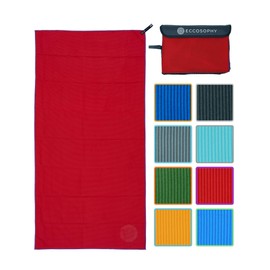 ECCOSOPHY Microfiber Gym Towel for Working Out - Quick Dry Towels with Highly Absorbent Ribbed Texture for Sweat During Workout Yoga Sports & Camping - Ideal for Fitness & Exercise (71x35-Cherry)