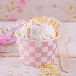 Zopeal 50 Count Checkered Ice Cream Cups Disposable 9 oz Paper Ice Cream Bowls Snack Cups Race Car Birthday Party Supplies Sundae Picnic Dessert Yogurt Bowls Plaid for Food(Pink)