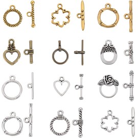 SOFPLATE 1 Box 120 Sets 10 Styles Toggle Clasp Bracelet Making T Bar jewellery Clasp OT Buckle Closure Toggle Clasps Connector Findings for jewellery Making Clasps Supplies DIY Craft Necklace Bracelet