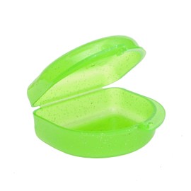 Glitter Gumshield Case - Mouthguard Box for Ortho Retainers, Sports Dental Appliances, Dentures & More (Glitter Green)