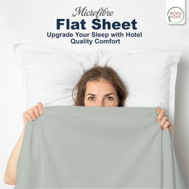 Rohi Microfibre Double Flat Sheet Duck Egg – Comfy Soft & Breathable Flat Bed Sheet – Anti Allergy & Durable Top Sheets for Hotels, Bedrooms & Guest Rooms – Easy Care Layer Sheet (Duck Egg, 228x255cm)