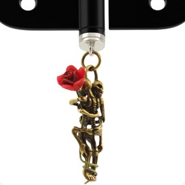 Brass Hugging Skeletons Hinge Head Home Decoration - Magnetic Hinge Head Decorative Droppers of Romantic Skull Couples - Gothic Door Hinge Heads Decor (Hugging with Rose)