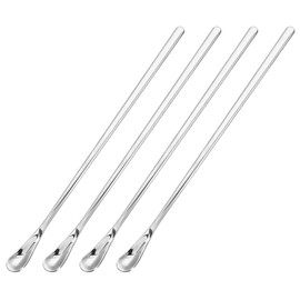 sourcing map 4Pcs Stainless Steel Mixing Spoon 8.7 Inch Cocktail Stirrer Bar Spoon Drink Stirring Spoon with Long Handle for Bar Cocktail Ice Tea, Silver