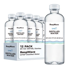 20 oz 12-Pack Distilled Water for CPAP Machines | Made in USA | Use with ResMed and Respironics Machines | Travel-Friendly, Clean, Multi-Use