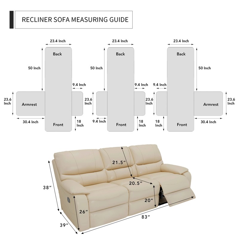 Easy-Going Recliner Sofa Cover, Reversible Couch Cover for 3 Seat