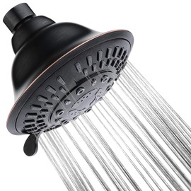 BRIGHT SHOWERS Shower Head High Pressure Rain Showerhead 5 Spray Setting Fixed Shower Head Angle Adjustable Bathroom Showerhead, Oil Rubbed Bronze