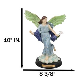 Ebros Catholic Church Colorful Archangel Saint Gabriel Statue 10" Tall Angel Messenger of God Holding A White Lily Flower Decorative Figurine with Brass Name Plate Heaven Cherubims and Angels Decor