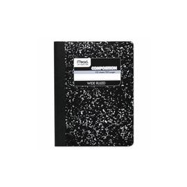 Mead Composition Book, Wide/Legal Rule, Black Cover, (100) 9.75 x 7.5 Sheets