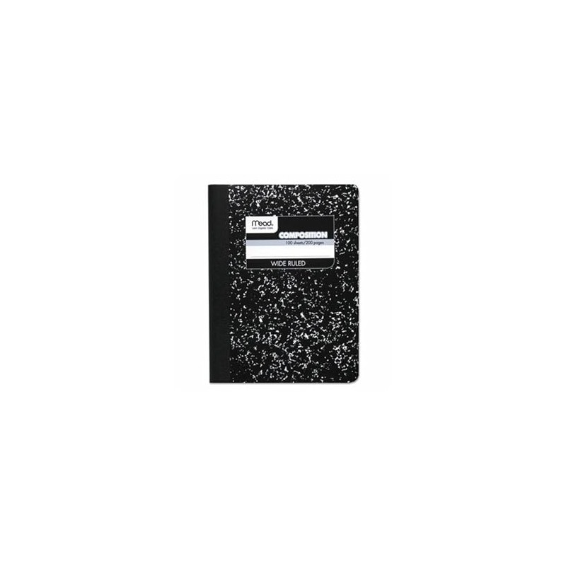 Mead Composition Book, Wide/Legal Rule, Black Cover, (100) 9.75 x