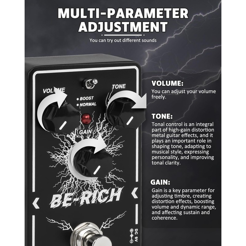 STRICH BE-RICH Tube Overdrive Distortion Pedal for Electric Guitar, Compact