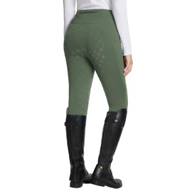 baleaf Women's Winter Riding Breeches Full Seat Fleece Equestrian Horse Riding Pants Pockets Green L