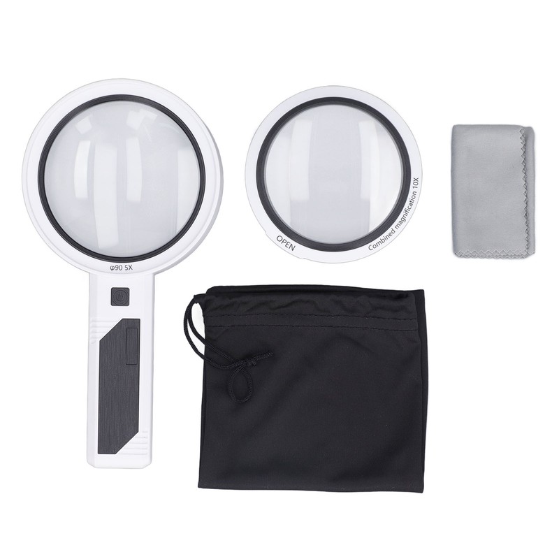 Magnifying Glass 5X 3X 10X Handheld Magnifier 3 Color Adjustable