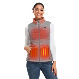 ORORO Women's Lightweight Heated Vest with Battery Pack (Silver Grey,M)