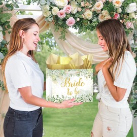 Bride Gift Bag Sage Green Bridal Shower Gift Bags with Cards Tissue Paper Large Bridal Gift Wrapping Bag Bachelorette Engagement Wedding Shower Gift Bag for Sage Green Bride to Be Party Decoration