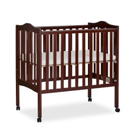 Dream On Me 2-in-1 Lightweight Folding Portable Stationary Side Crib in Espresso, Greenguard Gold Certified, Baby Crib to Playpen, Folds Flat for Storage, Locking Wheels