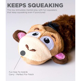 Petstages Stuffing-Free Lil' Squeak Monkey Plush Dog Toy, Small