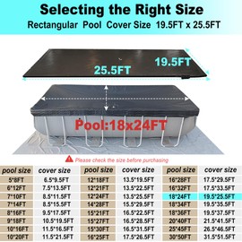 SIHAIAN 18x24Ft Rectangular Pool Cover with Side Storage for Oval and Rectangular Above Ground Pool, One-Piece Solar Oval Pool Cover, Preventing Waterlogging, UV and Weather Resistant WP:10000kPa+