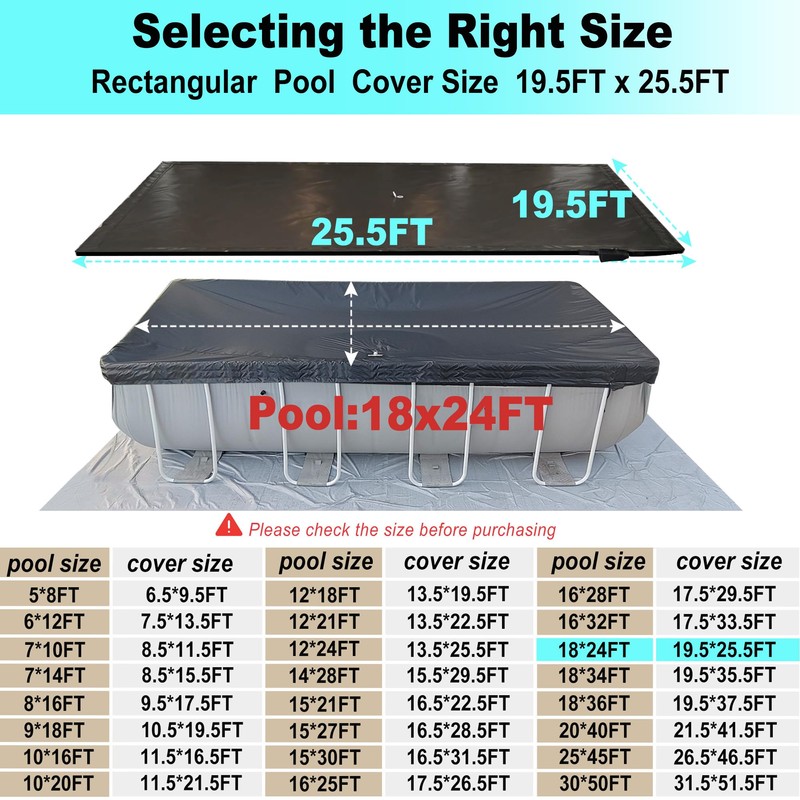 SIHAIAN 18x24Ft Rectangular Pool Cover with Side Storage for Oval