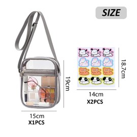 1 Transparent Shoulder Bag, 2 Animal Sticker, Adjustable Shoulder Strap, Waterproof Storage Bag, Portable Travel Bag, Cross-Body Coin Purse, Multi-Functional Travel Storage Bag