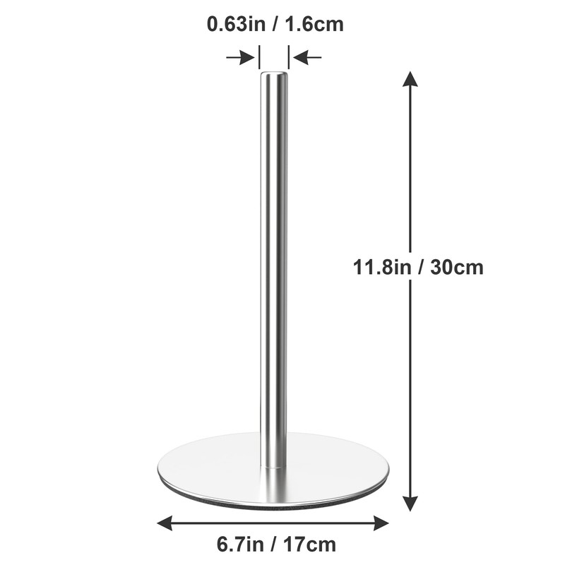 Silver Paper Towel Holder Countertop, Free-Standing Kitchen Roll Holder, Stainless