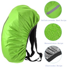 ARROMI Pack of 2 Backpack Rain Cover (30-40L), Waterproof Backpack Rain Cover, Rain Cover Backpack, Rain Cover for Hiking, Camping, Cycling (Fluorescent Green)