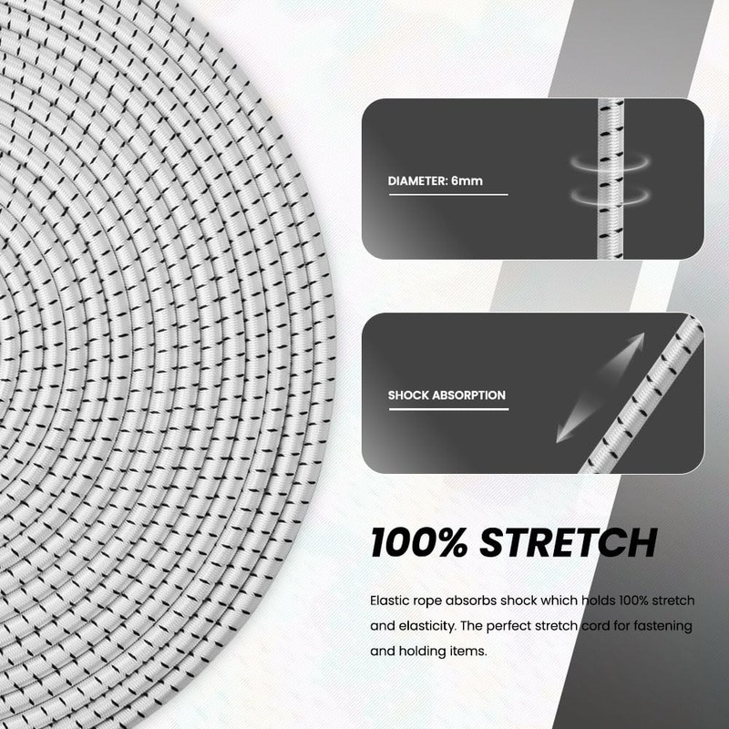 Abma Cord Bungee Cord 6mm 10M Elastic Shock Cord 100%