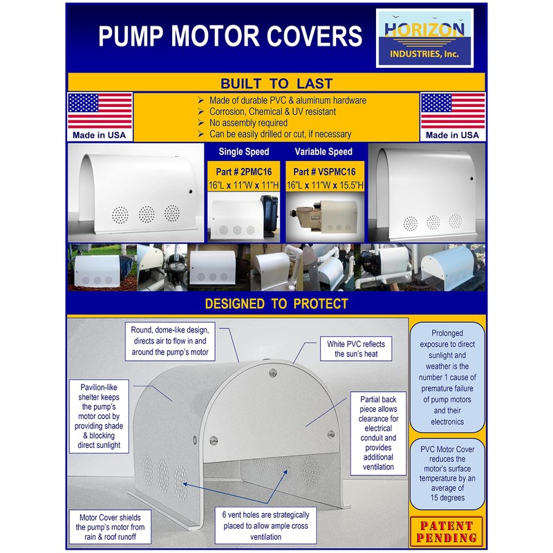 Horizon Industries Pump Motor Cover For Variable Speed Pool Pump