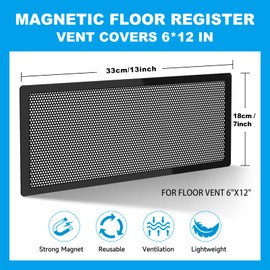 6 PCS Black Magnetic Vent Covers - 7"x13" Strong Magnetic Air Vent Screen - for Floor/Wall/Ceiling Registers - Easy Install, Secure Fit - Durable (Black Mesh, 7x13 6-PCS)