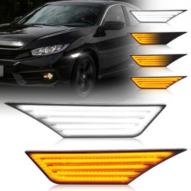 POPMOTORZ LED Side Marker for Honda Civic FK7/FK8/FC1 Series Coupe Sedan Type R Hatchback Sport Touring Si LX/LX-P/EX/EX-L/EX-T Front Fender Bumper Turn Signal Light Flowing LED Turn Signal Tape with