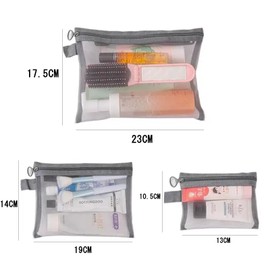 Mini Pouch, Set of 3 Sizes, Mesh Makeup Pouch, Cosmetic Storage, Nylon Pouch, Small Item Pouch, Ultra Lightweight, Translucent, Simplified, Portable, Everyday Use, Travel, Business Trip, translucent