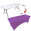 BDDC 4ft Table Cover Fitted, Purple Spandex Table Covers, Washable