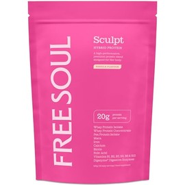Free Soul Sculpt Protein Powder | 20g Protein | Hybrid Whey Protein | with Maca, Iron, Calcium, Biotin, B Vitamins & Digestive Enzymes | Vanilla Flavour | 20 Servings